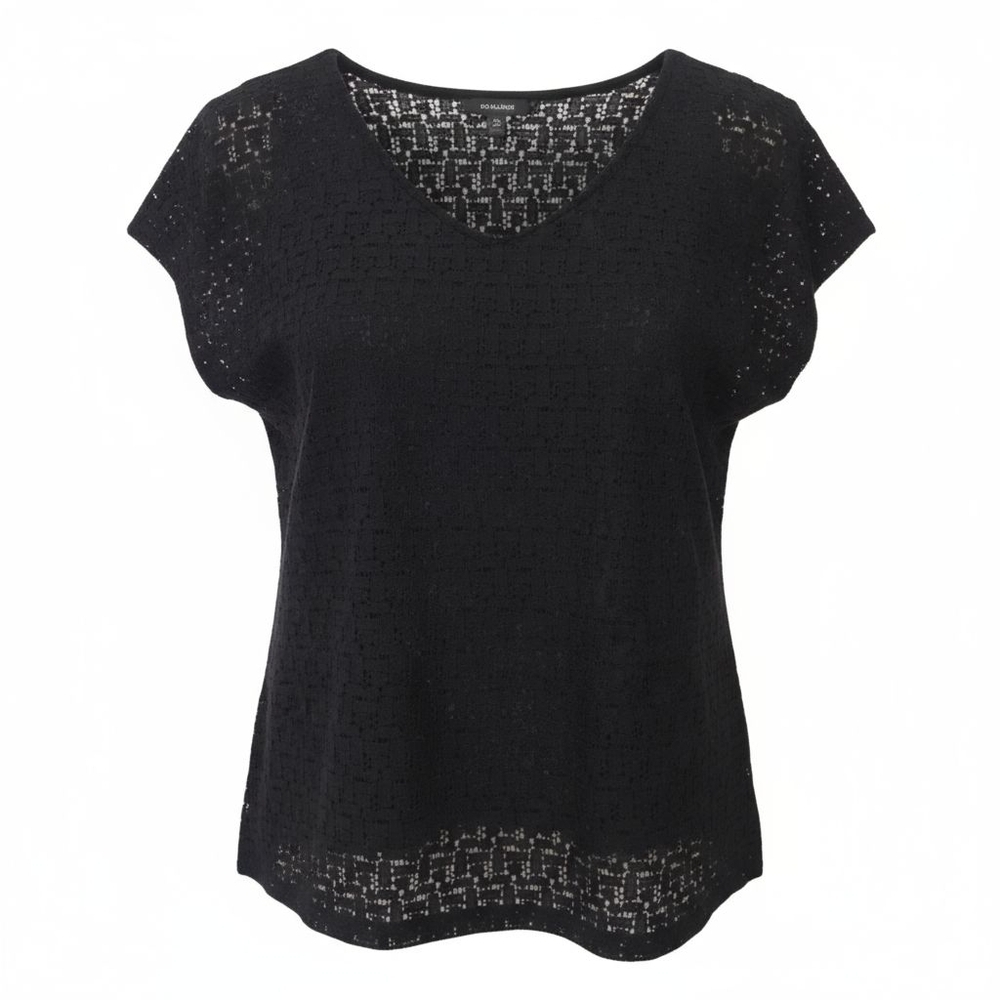 Banana Republic Elegant Black Crochet Inspired Top
